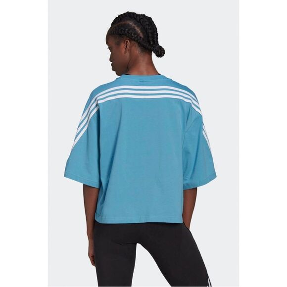 Adidas Blue Short Sleeve T-Shirt Colorblock 3-Stripes Lifestyle NWT Size Large - Picture 1 of 14